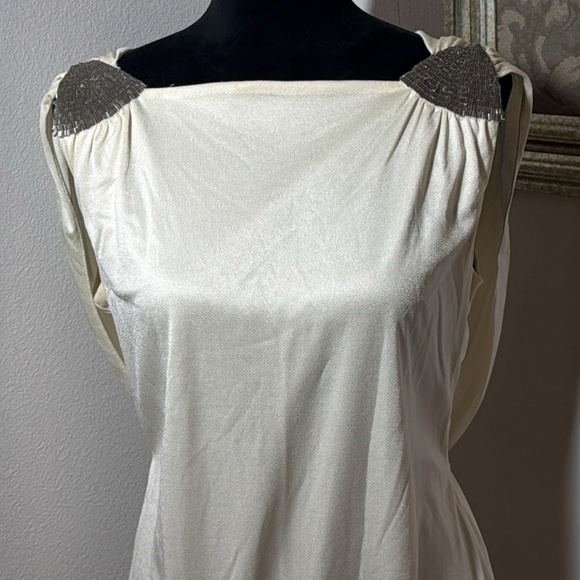 Harry Acton for After Five Vintage embellished draped back ivory gown maxi dress - Picture 4 of 12